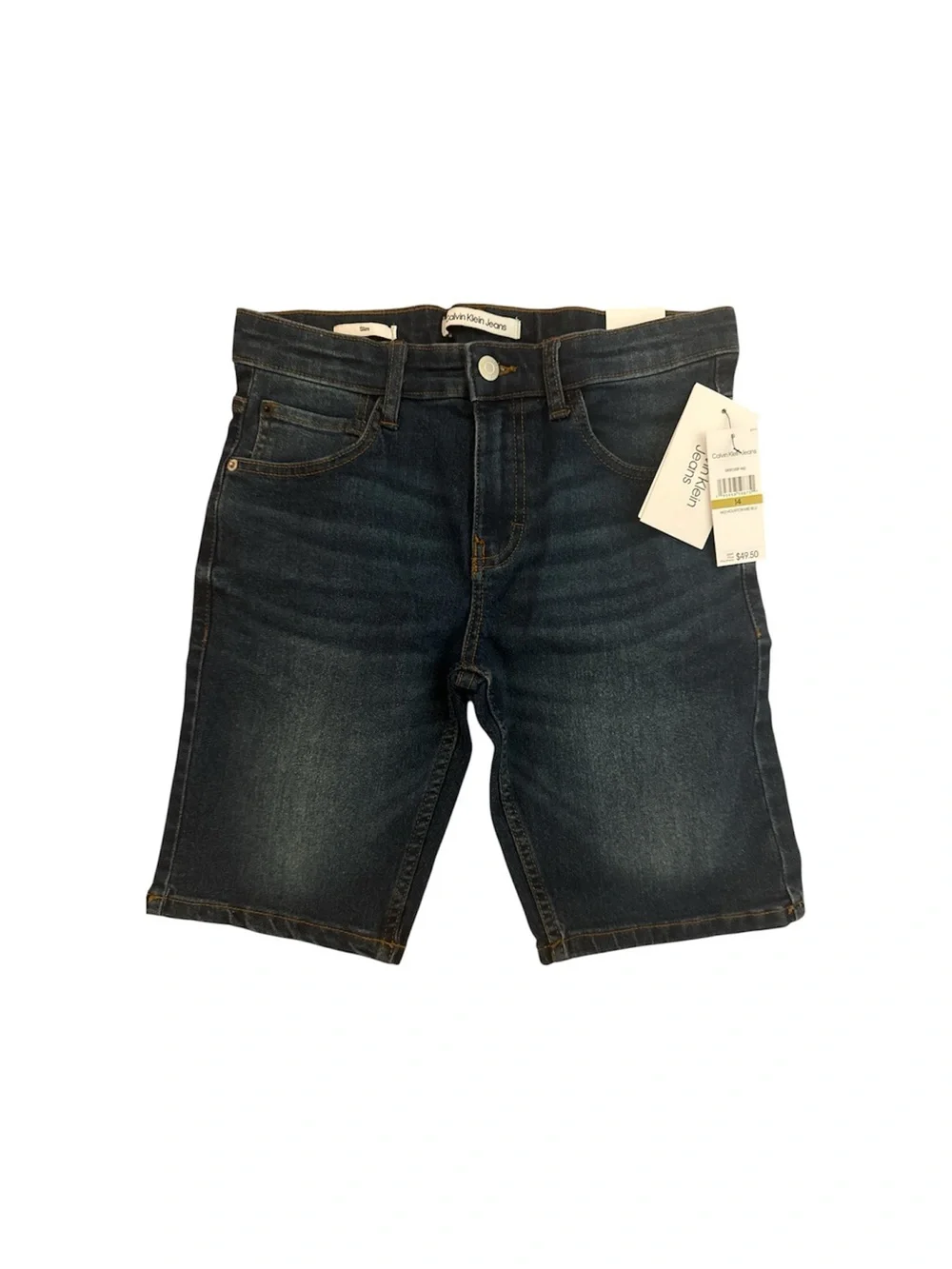 Calvin Klein Jeans Boys Denim Shorts Size 14 Slim NWT Adjustable Waist